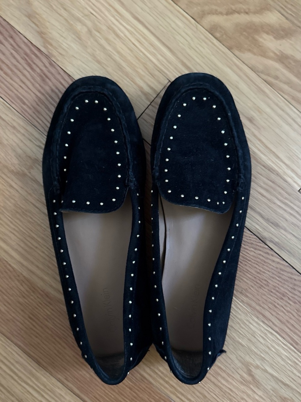 Calvin Klein Black Suede Studded Loafers